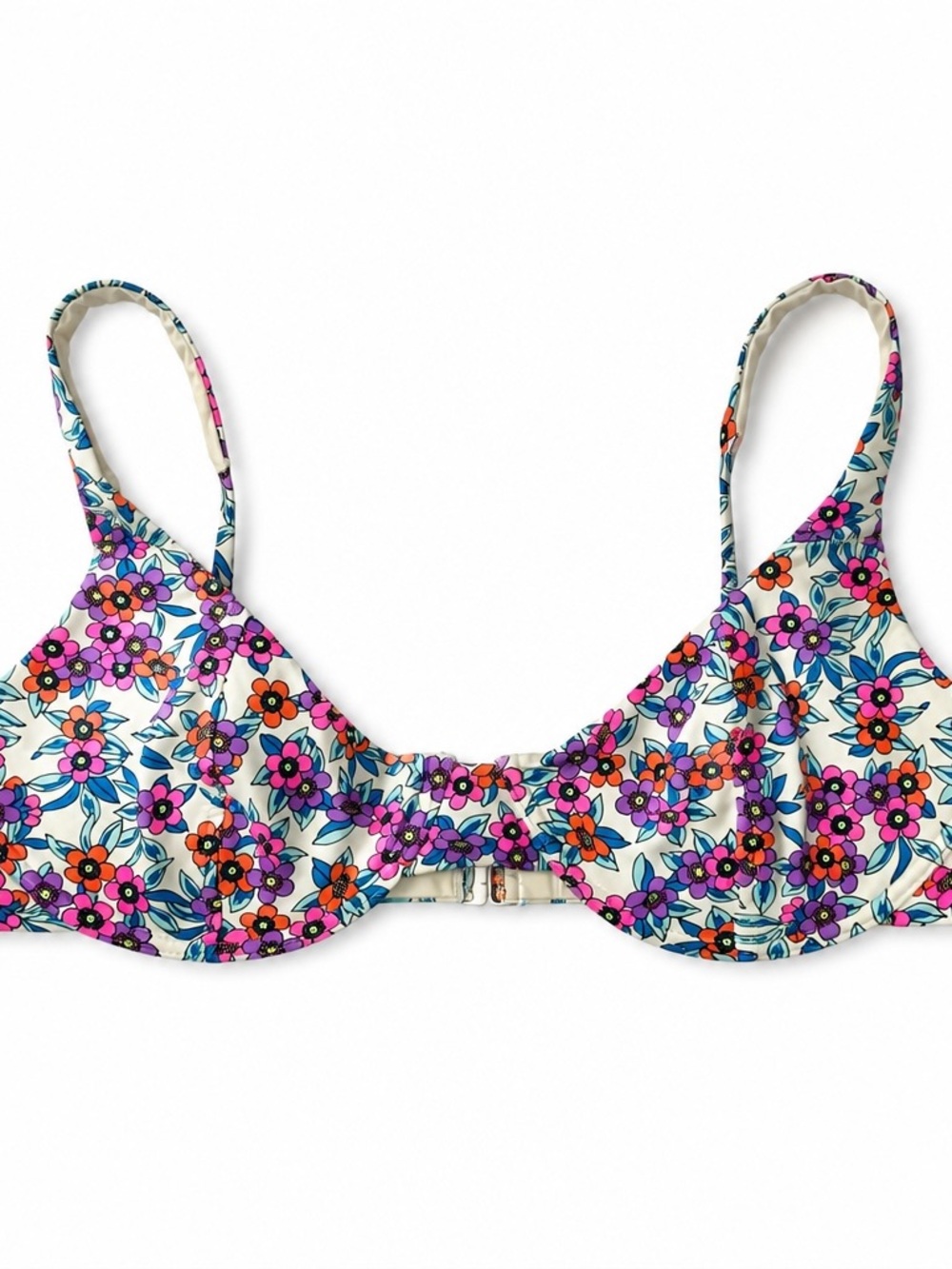 Frankies Bikinis Floral Women's Bikini Top Sz L NWT $110